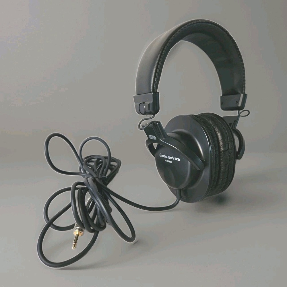 Audio-Technica ATH-M30 Professional Studio Monitor Wired Headphones Black 11 Ft